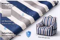 Fauteuil pouf moderne en tissu rayé, imperméable et résistant aux UV, pour intérieur et extérieur, confortable, pour une personne