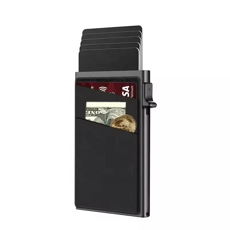 Factory Wholesale Minimalist Aluminum Pop Up Credit Rfid Card Holder With Slimline Pocket