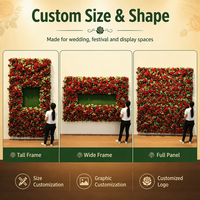 Backdrop Dinding Bunga Buatan Berbingkai Kosong Kustom, Panel Dinding Bunga Sutra untuk Dekorasi Pintu Masuk Salon Pernikahan Photo Booth