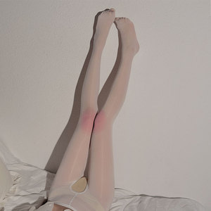 White Glossy Blush Stockings 8D Ultra Thin Transparent Gradient Nylon Women's Sexy Open Crotch Stockings - Product Image 2