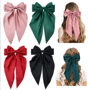 Nouvelle Pince à <span class=keywords><strong>Cheveux</strong></span> Grande Nœud Papillon en Chiffon pour Femme, <span class=keywords><strong>Barrette</strong></span> à Nœud Papillon en Satin Couleur Unie, Accessoire <span class=keywords><strong>Cheveux</strong></span> pour Queue de Cheval - Product Image 2