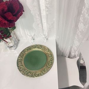 Luxury Green Charger <b>Plates</b> Set Elegant Vintage Wedding & Dinner <b>Plates</b> for Dishes Presentation - Product Image 5