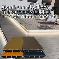 Plancher de terrasse moderne en alliage d'aluminium de 18 mm, à emboîtement par clic, résistant à l'humidité et aux intempéries, surface lisse, design 3D