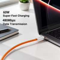 Kabel USB C ke USB C Berkualitas Tinggi 3.3FT 1M Panjang 60W, Kabel Data Pengisian Daya Tipe C untuk Ponsel Seri Iphone 18 17 16 15
