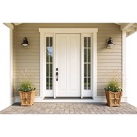 Porte d'entrée intérieure moderne en bois massif avec panneaux en verre, porte intérieure en bois massif peinte en blanc pour chambre de villa
