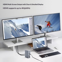 Hub Ekstensi Port Jaringan Gigabit Komputer USB Tipe C Desktop 16-In-1 dengan Stok Paduan Aluminium 2.0 PD100W USB3.0