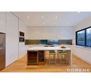 2023 Dorene White High Gloss Lacquer New Style Islands Cheap Price Modern Design Modular Customized Kitchen Cabinet
