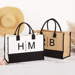 Custom Printed Logo Shoulder Strap Plain Grocery Shopping Promotional Hessian Burlap <strong>Jute</strong> <strong>Tote</strong> <strong>Bag</strong> for Advertising - Product Image 4