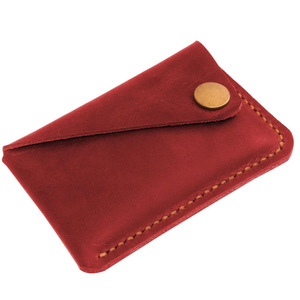 Porte-cartes rétro en cuir PU fait main, populaire à l'international, porte-monnaie compact créatif à bouton-pression, mini porte-cartes de visite portable - Product Image 4