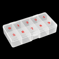 Boîte de rangement transparente en plastique à 10 compartiments numérotés pour faux ongles, idéale pour les salons de manucure