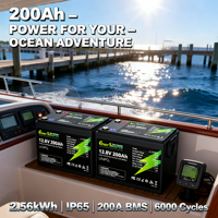 Baterai LiFePO4 12.8V 12V 200Ah Deep Cycle Pengganti untuk Aki Timbal Asam Surya RV Kelautan