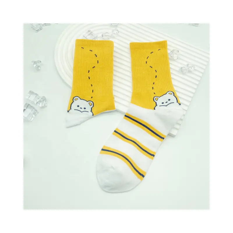 Cartoon Little bear Women's Socks Crew Socks Cute Academy Style Girl Socks