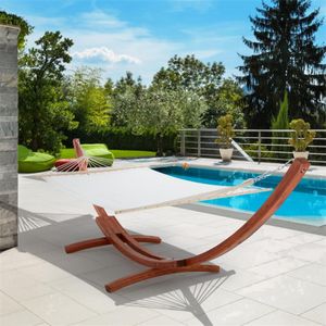 Hamac en bois robuste pour une personne avec support pour extérieur, jardin, balcon, terrasse - Product Image 1
