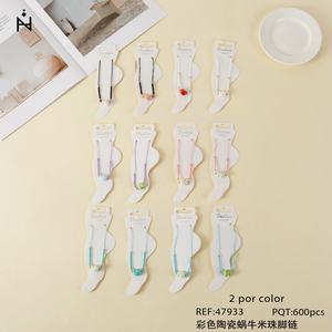 Chaîne de cheville TOBILLERA pour femme en polyester doux tissé, imitation perle, motif fleur d'œuf, avec cordon de serrage et pierre en céramique, cadeau idéal - Product Image 5