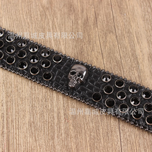 <b>Red</b> Rhinestone Skull <b>Belt</b> Alloy Pin Buckle Hip Hop Style Metal <b>Belt</b> 105cm 115cm 125cm 135cm - Product Image 2