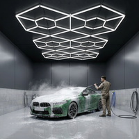 Lumière LED géométrique super lumineuse pour garage automobile, 6500K, tube LED dimmable en nid d'abeille pour lavage auto, garage, atelier