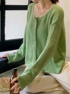 Đa Năng Dài Tay Hàn Quốc Dệt Kim Ngắn Áo Khoác Chất Liệu Mới Len Mohair Cardigan Cho Mùa Xuân Và Mùa Thu Mỏng Mùa Đông Nhảy - Product Image 2