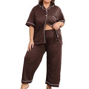 Ensemble de pyjama pour femmes grandes tailles, respirant, avec cordon de serrage, manches longues, chemise et pantalon, ensembles de détente doux, bas de pyjama avec poches - Product Image 5