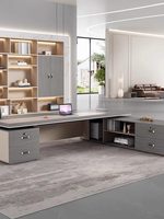 Nouvelle Double armoire en forme de L Table de bureau en bois chaise combinaison minimaliste moderne président bureau meubles