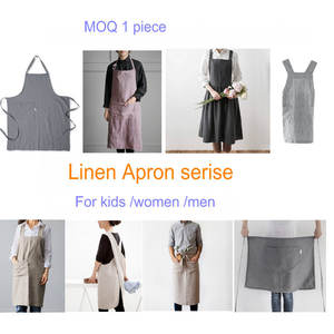 Vente en gros de bonne qualité, nouveau Design de cuisine en <span class=keywords><strong>lin</strong></span> <span class=keywords><strong>japonais</strong></span>, jupe longue de cuisine, magnifique <span class=keywords><strong>tablier</strong></span> sans manches - Product Image 5