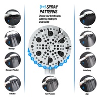 Pommeau de Douche à Main Filtrant Économiseur d'Eau Haute Pression Finition Chromée 9 Modes de Pulvérisation Filtration Simple pour Usage Hôtelier et SPA Cutané