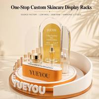Présentoir de Comptoir Circulaire à Niveaux en Acrylique Pliable Personnalisé pour Soins de la Peau, Plateforme Arquée, Présentoir de Comptoir pour Essences et Cosmétiques