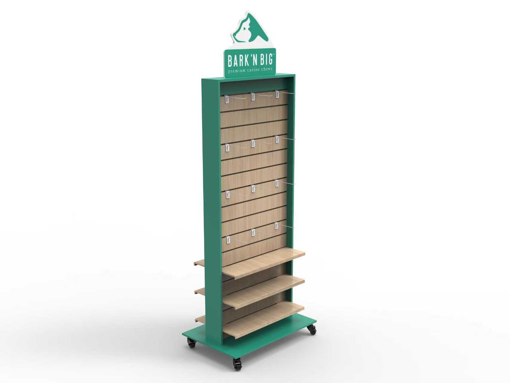 Custom Logo Retail Brand Store Display Racks Pet Toy Display Stand Floor Wood Double-sided Stand — view 5