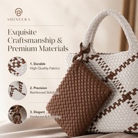 Sac fourre-tout en nylon tissé fait main Shineera 3155 pour femme, 2-en-1, sac à bandoulière de plage et sac de voyage pour dames