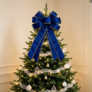 Nuevo Lazo Grande de Terciopelo de 53 cm para Adorno de Árbol de Navidad, Cinta con Borde Reforzado, Estilo Americano Rústico, Ambiente Navideño - Product Image 3