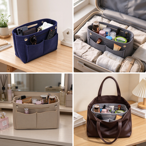 OEM LINFEI si sentiva alla moda pratico inserto in feltro con fodera <span class=keywords><strong>per</strong></span> borsa con cerniera pieghevole borsa in feltro Organizer <span class=keywords><strong>per</strong></span> borse da donna - Product Image 4