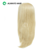 Perruque brésilienne Remy en cheveux humains blonds de 14 pouces, base fine en peau, ligne de cheveux naturelle, perruque complète pour femmes
