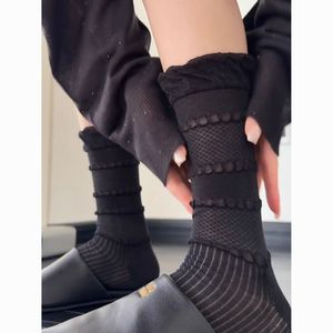 Lounge <b>Socks</b> Women <b>Black</b> Solid Color Breathable Sweat Absorbing Polyester Fiber Youth 18-40 Years Old - Product Image 1