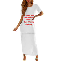 Ensemble Jupe Longue Robe Imprimée Femmes Puletasi Blanche Robe Île Grandes Tailles Puletasi Robes Samoa pour Femmes