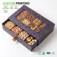 Coffret Cadeau Noël à Motif Floral Élégant, Boîte Coulissante avec Fenêtre Transparente, Matériau de Qualité Alimentaire