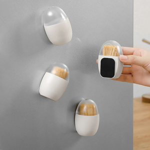 Oval <b>Toothpick</b> Storage Case Portable Dispenser Magnetic <b>Toothpick</b> Box ABS Plastic Fridge Magnet 1Pcs <b>Toothpick</b> Holders - Product Image 2