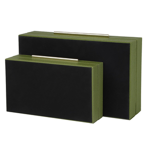 Juego de 2 cajas de joyería de cuero sintético verde <span class=keywords><strong>oliva</strong></span>, cajas decorativas, caja de recuerdo de anidación grande, organizador de joyas - Product Image 6