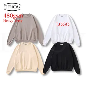 Benutzer definierte Logo Herren 480g Hochwertige Baumwolle Dick Schwere Französisch Terry Pullover Drop Schulter Fleece Übergroße Pullover