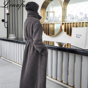 Manteau long en cachemire pour femme, couleur unie, vêtements en laine mélangé - Product Image 5