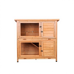 <span class=keywords><strong>Cage</strong></span> à lapins en bois de sapin à 2 étages avec zone de vie et de course séparées, maison pour lapins d'intérieur et d'extérieur - Product Image 1