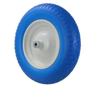 HKT1460 하이 퀄리티 이탈리아 스타일의 수레 바퀴 블루 컬러 메탈 림 4.00-8 플랫 프리 타이어 16 인치 pu 폼 휠