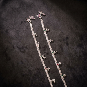 Chevillères tendance pour femmes en argent, motif Payal, avec serti circulaire, d'origine indienne - Product Image 2