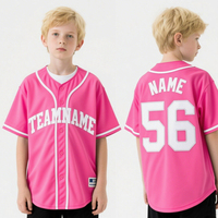 Seragam Jersey Baseball Berkualitas Tinggi Polos Custom Bordir Logo Sublimasi Kancing Lengkap Kaos Baseball Anak Muda