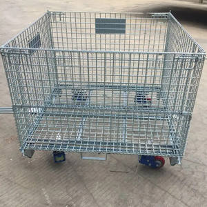 Contenedor de alambre de almacenamiento de almacén, jaula de caja de malla de acero para estanterías de paletas de Metal para jaula de almacenamiento de rotación de Material - Product Image 4