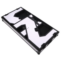 Table de DJ, table de son, flight case portable avec poignées et roulettes, finition noir et blanc