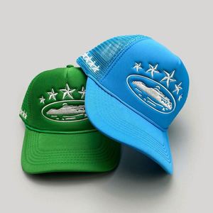 High Quality Fashion 5 Panels Baseball Cap with Rope Trucker Hat Star Embroidered Mesh Outdoor Fishing Corduroy Canvas - Product Image 2