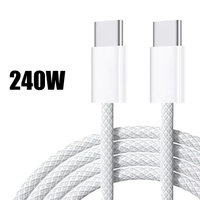 Câble de données en nylon de haute qualité 1M 240W USB-C vers USB-C, charge rapide 5A, blindage tressé pour iPhone 17, tablette, ordinateur portable