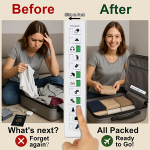 Recordatorio de lista de embalaje de viaje 24 deslizadores ajustables herramienta de recordatorio portátil para equipaje vuelo de avión impermeable y duradero - Product Image 5