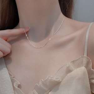 Collier pendentif FanKe tendance en argent sterling S925 avec chaîne à maillons, motifs lingot, graines de melon, vague d'eau, <span class=keywords><strong>gypsophile</strong></span>, os de serpent et croix - Product Image 4