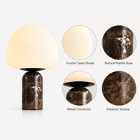 Lámpara de Mesa Moderna de Mármol con Forma de Hongo, Lámpara de Noche de Cristal de Lujo para Hotel, Dormitorio, Sala de Estar, Proveedor OEM ODM