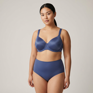 Ensemble soutien-gorge à armatures doux et couvrant indigo Morning Mist pour femme et culotte gainante taille haute, bonnets D-G, grande taille, effet rafraîchissant - Product Image 3